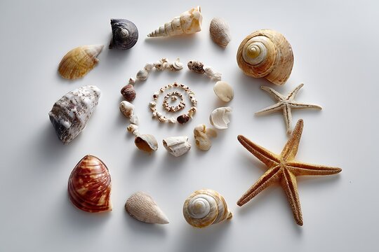 sea shells and starfish