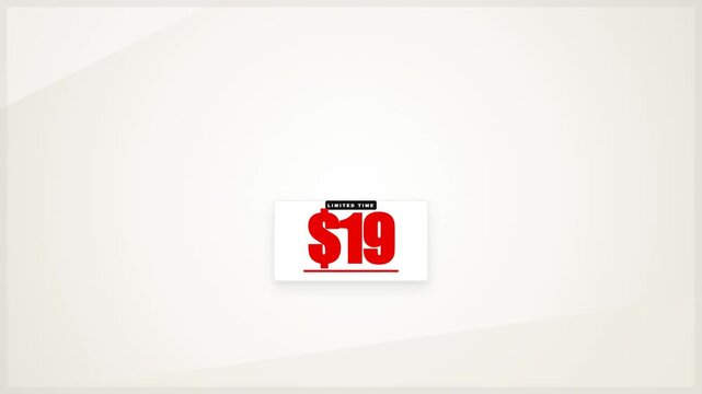 A 10-second premium 4K 60FPS commercial motion graphic. Features a clean, high-speed price drop mechanism ($99 to $19) in a warm off-white studio environment, triggering bold kinetic 'FLASH SALE' typo