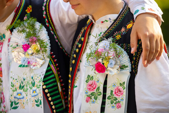 Detail of folk costume, Rakvice, Southern Moravia, Czech Republic