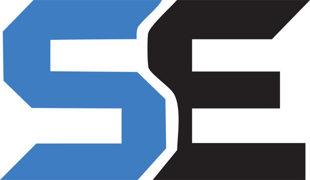 Modern stylized letters s and e in blue and black Vector, illustration