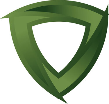 Green abstract shield with triangular cutout vector design Vector, illustration
