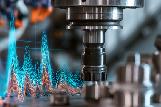 CNC machines utilize digital overlays that display vibration data. They integrate precision engineering and the smart factory paradigm for automated production and equipment monitoring.