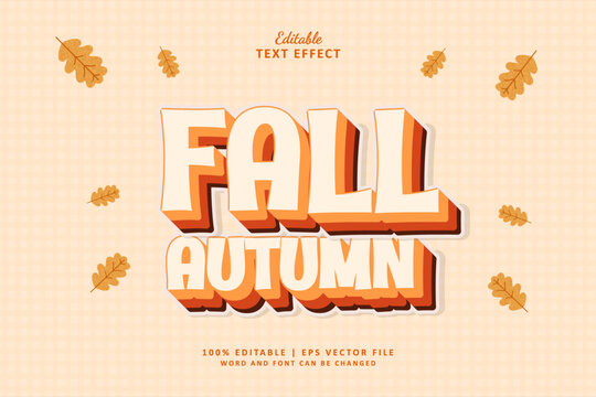Fall Autumn Editable Text Effect Style 3d Vintage Orange Colour