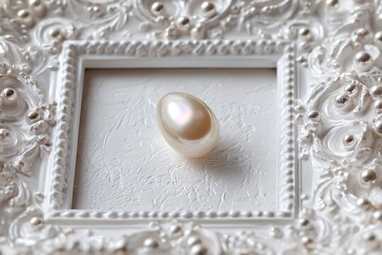 pearl resting delicately in frame