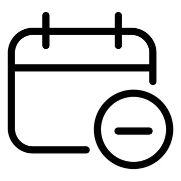 Calendar icon with minus delete button isolated