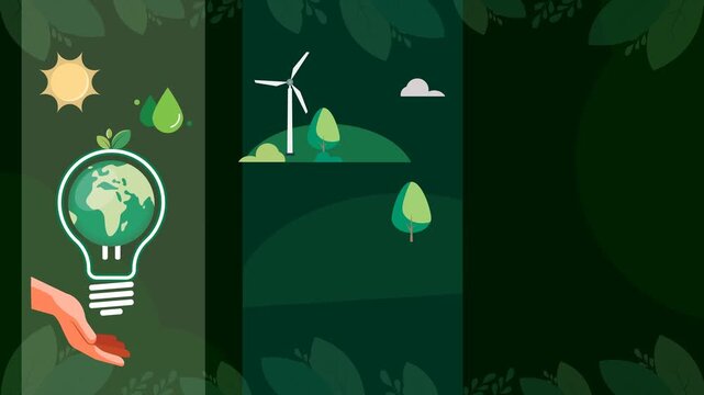 Energy Saving &ndash; Smart Power, Renewable Energy & Sustainable Living - Animated Stock Illustration as MP4 File