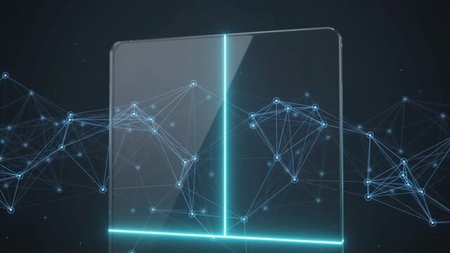 Fiber Optic Grid Display Showing Connected Nodes in Futuristic Environment