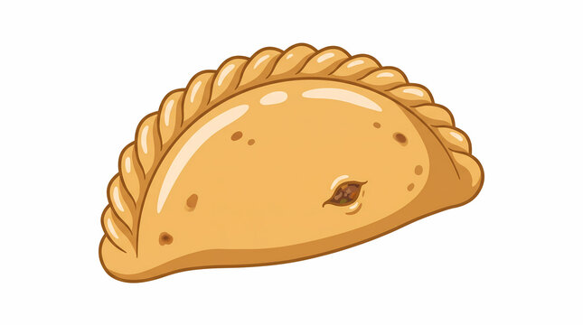 Traditional Baked Empanada Pastry Vector Illustration with Braided Edge Isolated on White   