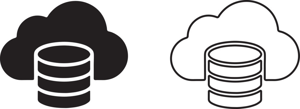 Cloud computing database server digital network storage icon