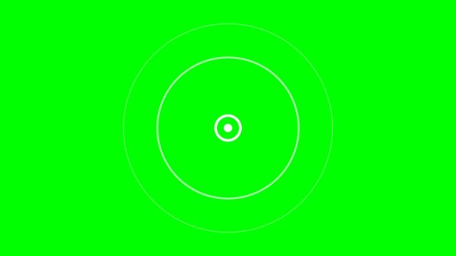 Dynamic white concentric rings radiating outwards on a vibrant green screen background, perfect for overlay effects and modern visual communication projects