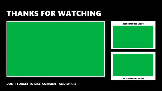Video end screen templates with green screen placeholders