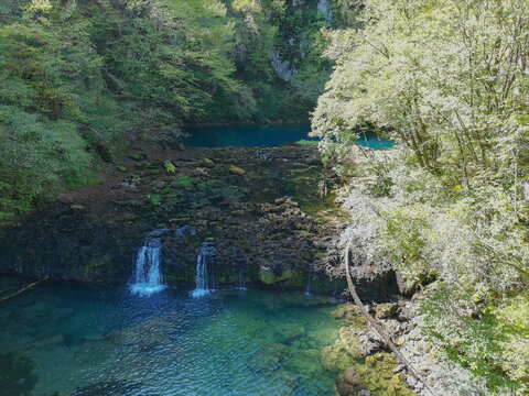 The famous source of river Una, Crystal Clear Turquoise Spring in Srb, Croatia