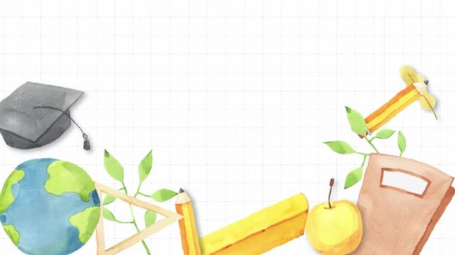 Teacher's Day Background Video 4k with object Animated in Hand Drawing Style
