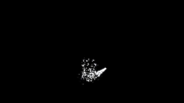 Glittering star dust trail sparkling particles, glitter sparkle line stars animated black screen, magical dust trail, white shining dust light, white glitter sparkle line background overlay 4k