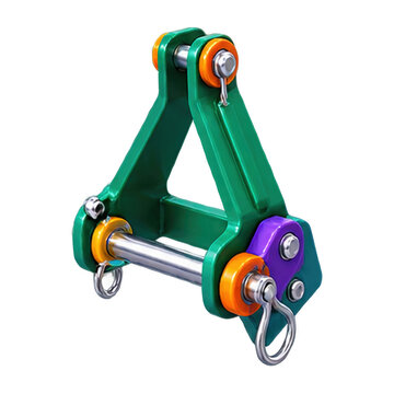 Industrial green metal rigging shackle connector for heavy duty lifting and construction equipment