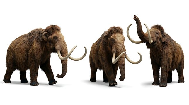 Mammoth Group Realistic 3d Rendered Prehistoric Mammals