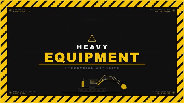 Abstract graphic design featuring a heavy equipment warning sign and industrial worksite theme, perfect for construction safety messaging