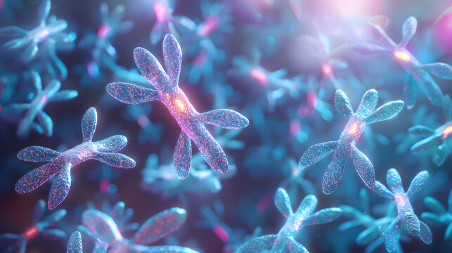 3D meiosis illustration showing chromosome division, genetics, cell biology, and reproduction