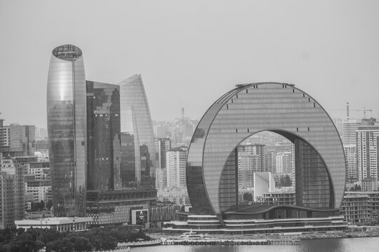 pr&eacute;dios paisagem urbana moderna baku azerbaij&atilde;o