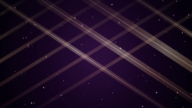 Dark Purple Background with Glowing Diagonal Stripes and Animated Floating Particles Motion Graphic
