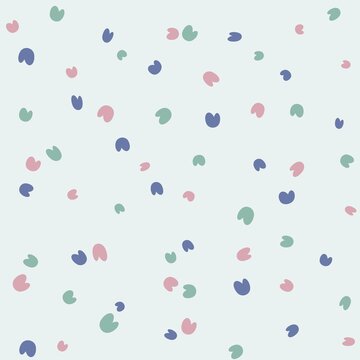 Soft Pastel Organic Shape Seamless Pattern on Light Blue Background