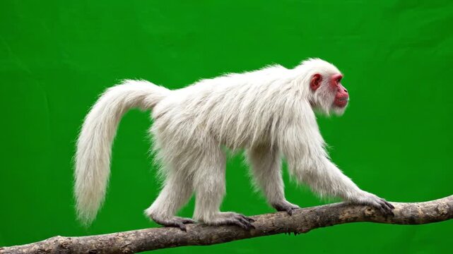 Bald Uakari Walking Carefully Along Invisible Branch With Crimson Face Wildlife Wildlife Wildlife