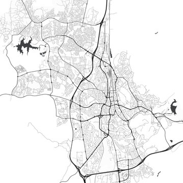 Minimal vector city map of Windhoek with streets, districts and road network