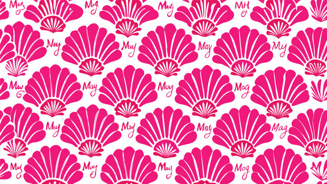 Pink seashell pattern design background vector illustration with seashell seamless background wallpaper decorative illustration abstract backdrop tropical shellfish nautical celebration