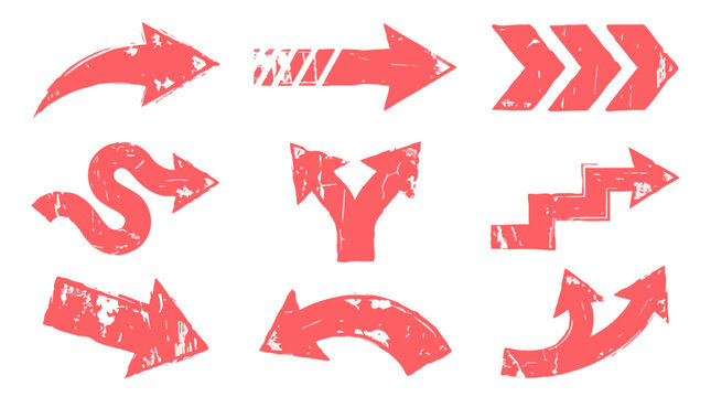 red arrow icons faded design vector set