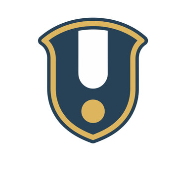 Shield with letter U and dot