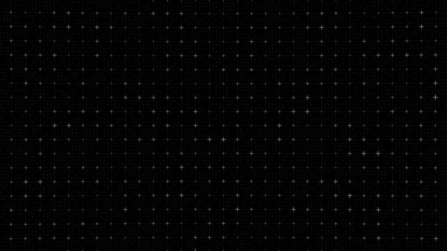 Seamless HUD grid background loop with pulsing plus signs and dots. Minimalist dark technology layout for blueprint designs, sci-fi interfaces, cybersecurity, and data overlays