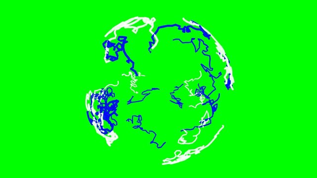Abstract Hand Drawn Rotating Earth Globe Animation
