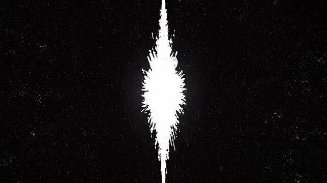 Explosive light bursts with glitchy television test patterns during a cinematic abstract sequence