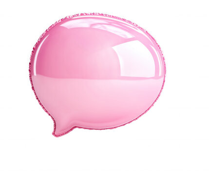 Pink glossy speech bubble showing a transparent background Concept for online communication social media and chatting