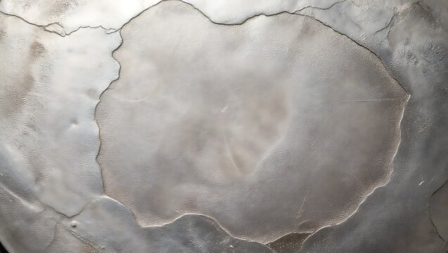 A large central patch of peeling silver-grey texture on an aged metallic surface.