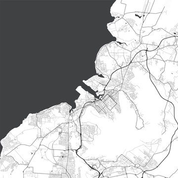 Minimal vector city map of Port Louis with streets, districts and road network