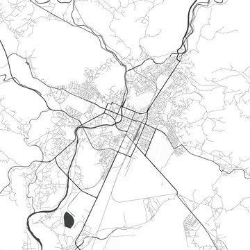 Minimal vector city map of Podgorica with streets, districts and road network