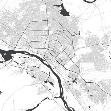 Minimal vector city map of Niamey with streets, districts and road network