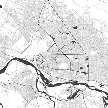 Minimal vector city map of N'Djamena with streets, districts and road network