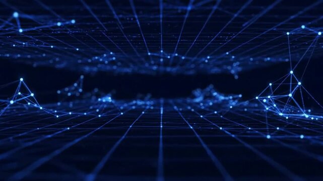 Abstract Digital Data Network Plexus Line and Dot Grid Background