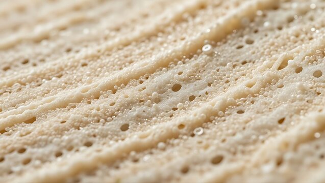 A close-up view of a porous, light-colored textured surface with parallel lines.