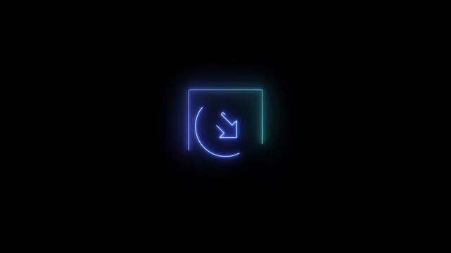 Futuristic smart device with glowing interface displaying arrow icon in dark studio setting