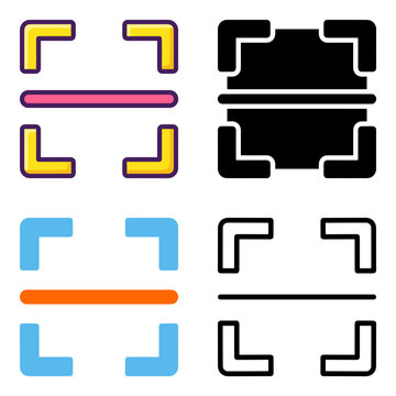 Barcode scanning focus icons set for barcode reader capture frame QR code identification and product inventory