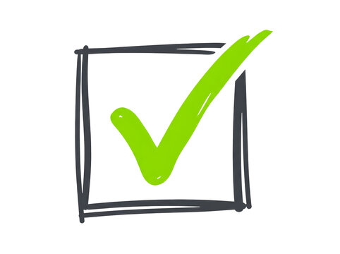 Hand drawn check mark in a square box isolated on transparent background