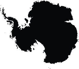 Detailed black silhouette map of the Antarctica continent isolated on a clean white background © MISSNUR