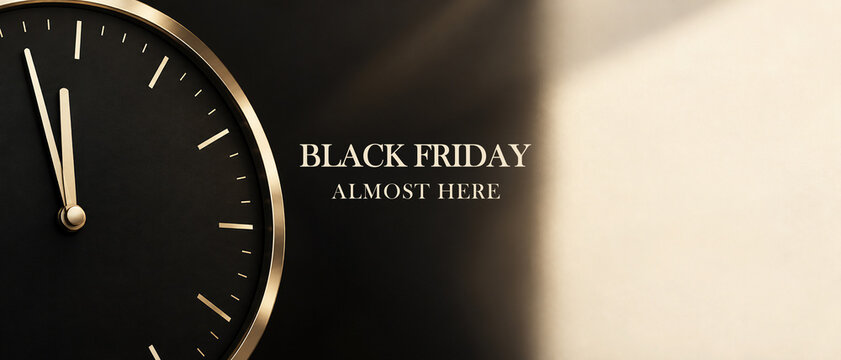Midnight clock Black Friday sale almost here banner