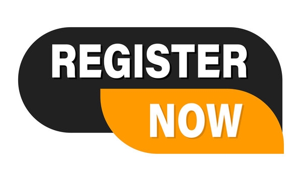 Register Now button with black and orange contrast, ideal for websites call to action, marketing campaigns, and sign up forms.