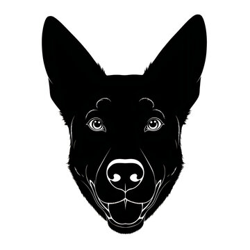 Black and white german shepherd dog head portrait