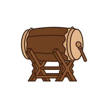 Bedug Indonesian Traditional Drum Illustration on White Background