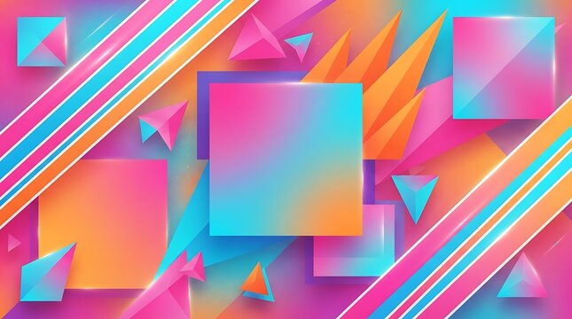 Geometric abstract design with vibrant gradient squares and intersecting lines for digital branding